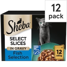 Sheba Select Slices Wet Cat Food Pouches Fish in Gravy 12x85g