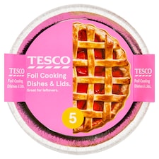 Tesco Oven Foil Round Cooking Dishes 5 Pack