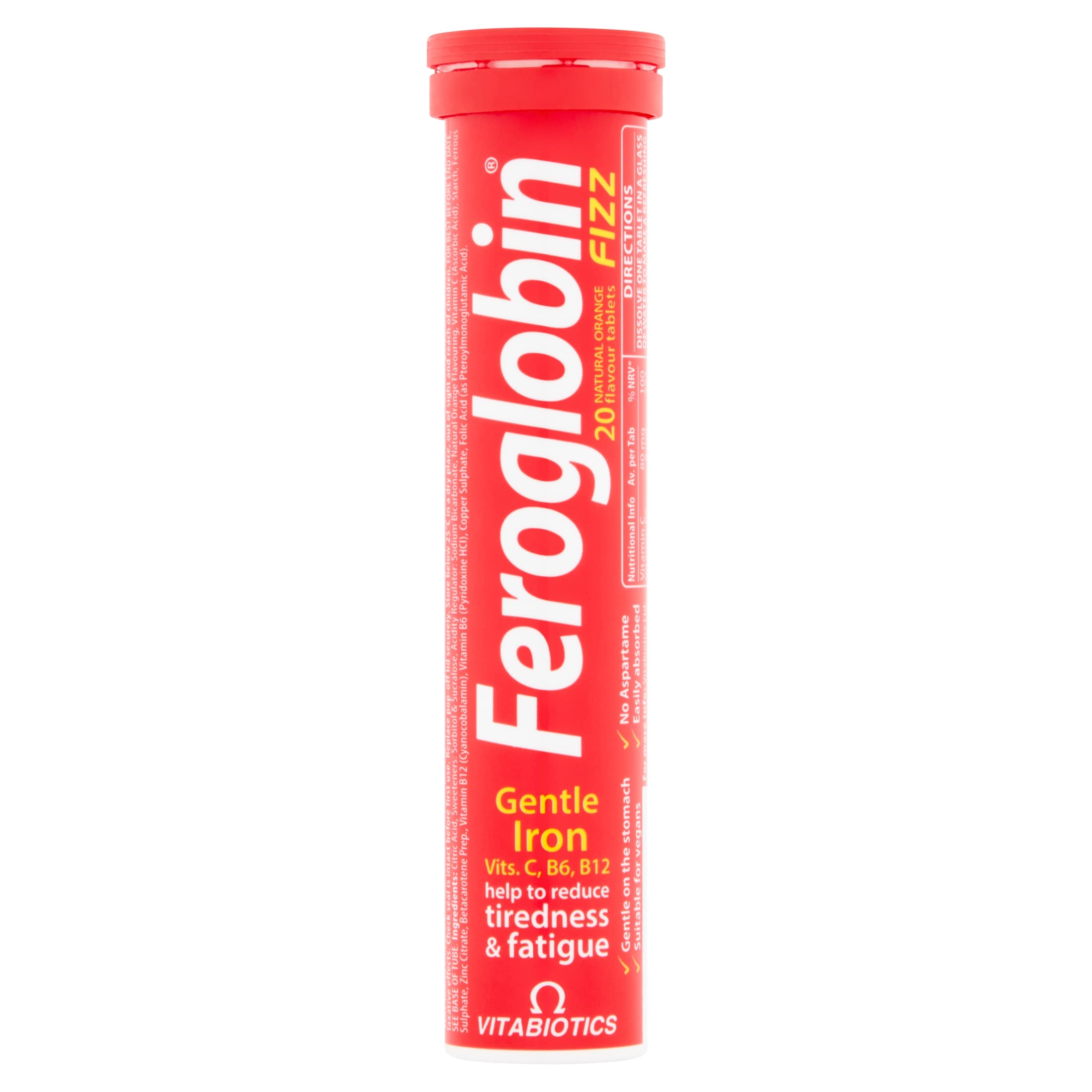 Vitabiotics Feroglobin Fizz Iron Tablets - Natural Orange 20s