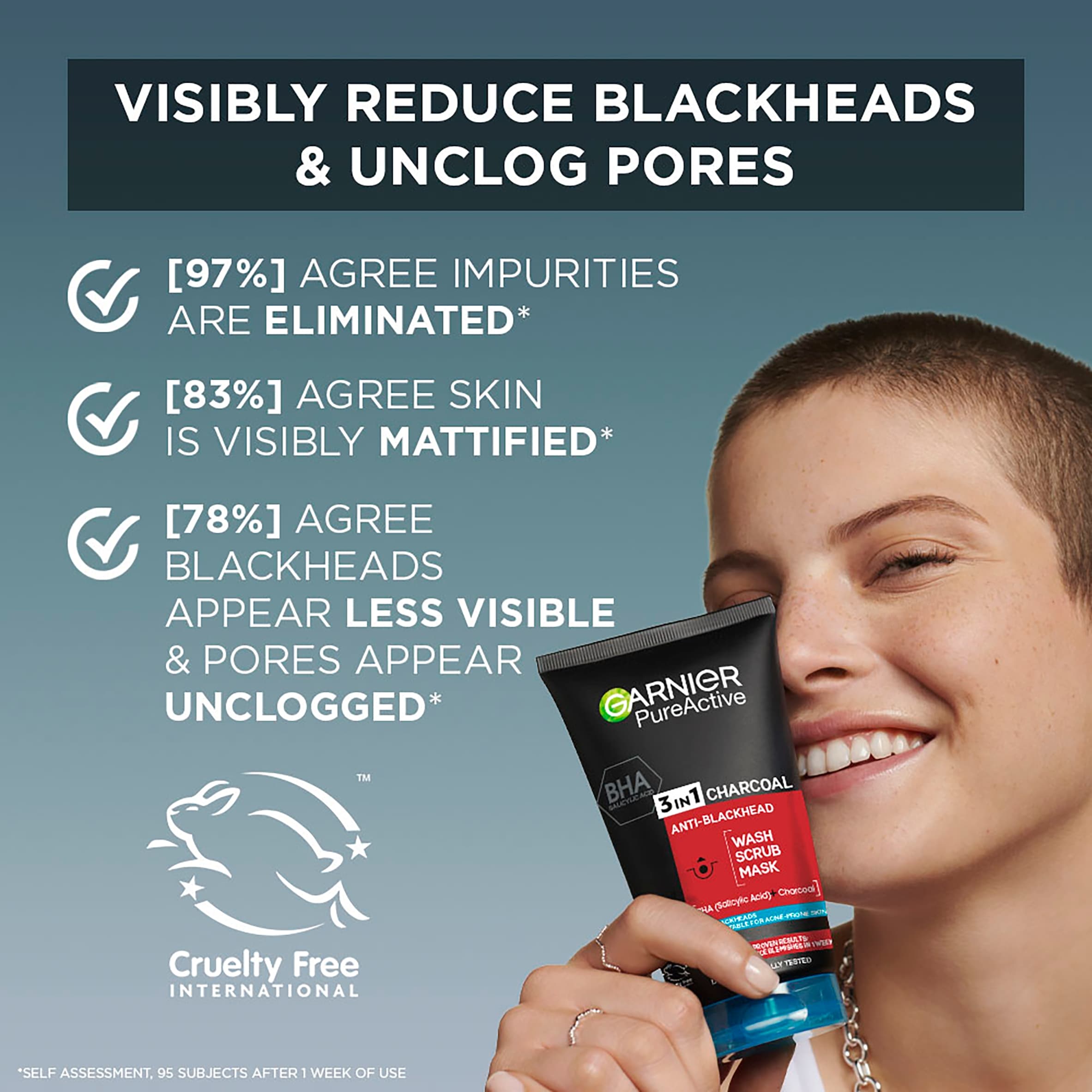 Garnier Pure Active 3 In 1 Charcoal Face Wash 150Ml thumbnail 3