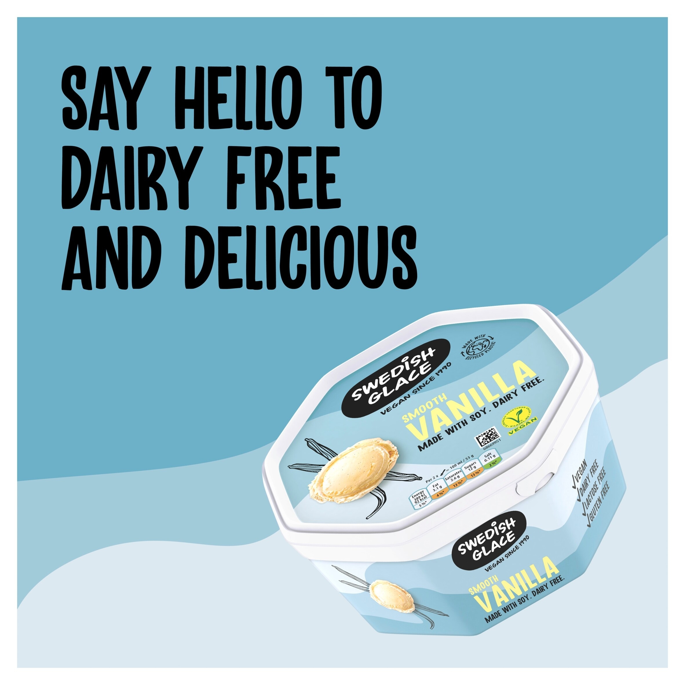 Swedish Glace Vanilla Non Dairy Vegan Ice Cream Tub 750ml thumbnail 3