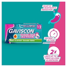 Gaviscon Double Action Mint Heartburn & Indigestion Chewable Tablets 12s thumbnail 2