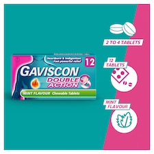 Gaviscon Double Action Mint Heartburn & Indigestion Chewable Tablets 12s thumbnail 3