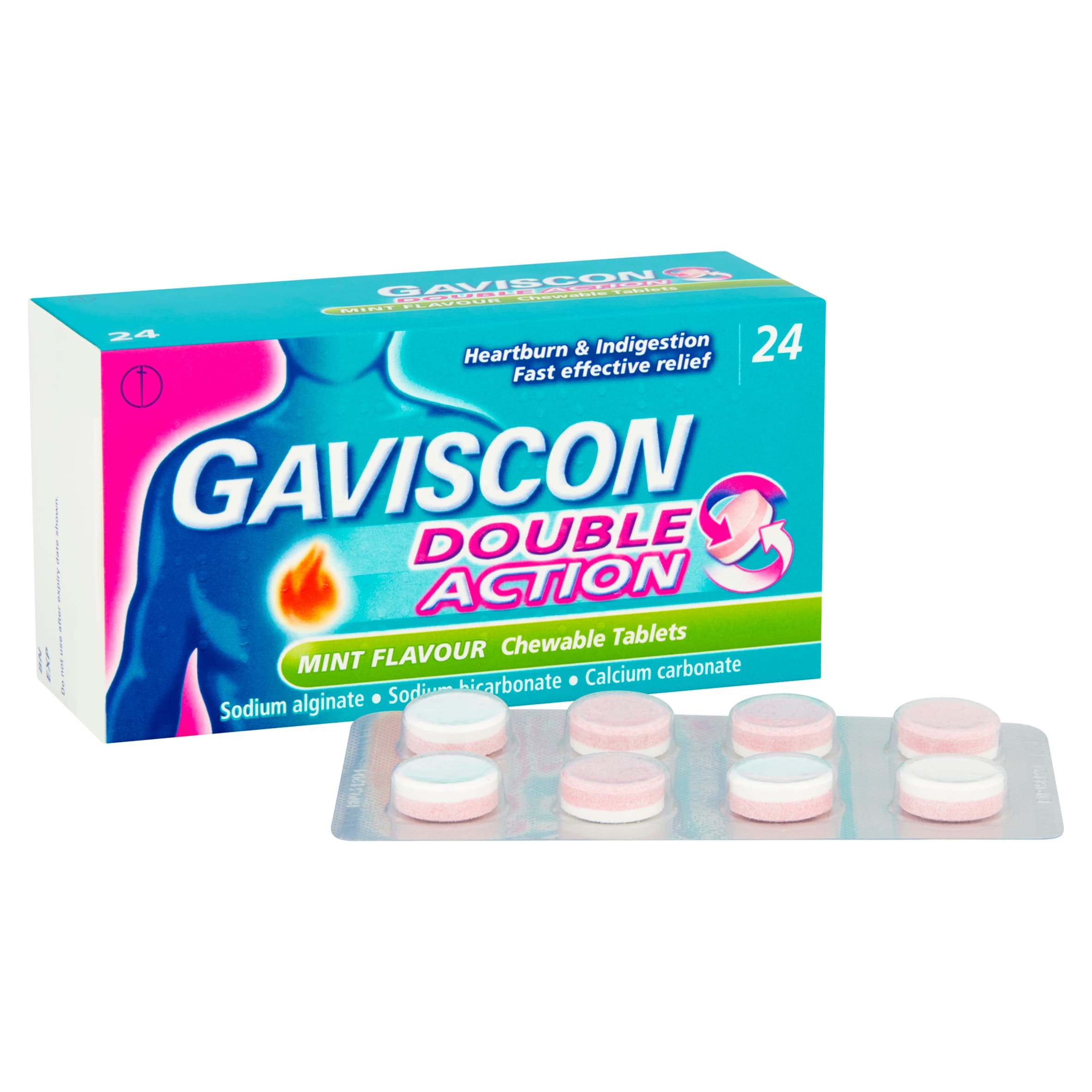Gaviscon Double Action Mint Chewable Heartburn & Indigestion Tablets 24s thumbnail 2