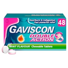 Gaviscon Double Action Mint Heartburn & Indigestion Chewable Tablets 48s