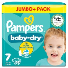 Pampers Baby Dry Size 7 Jumbo+ Pack 58 Nappies