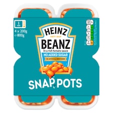 Heinz No Added Sugar Beanz Snap Pots 4 x 200g