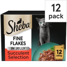Sheba Fine Flakes Cat Food Pouches Succulent Mix Jelly 12x85g