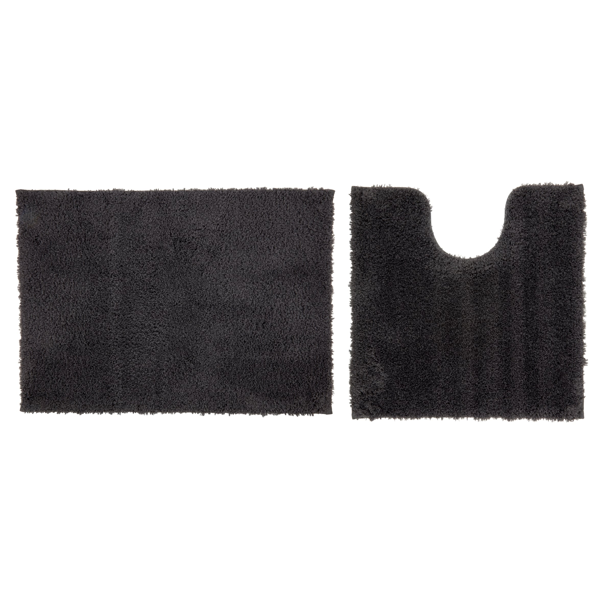 F&F Home Pedestal & Bath Mat Set Dk Grey