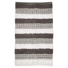 F&F Home Chenille Stripe Bath Mat Grey