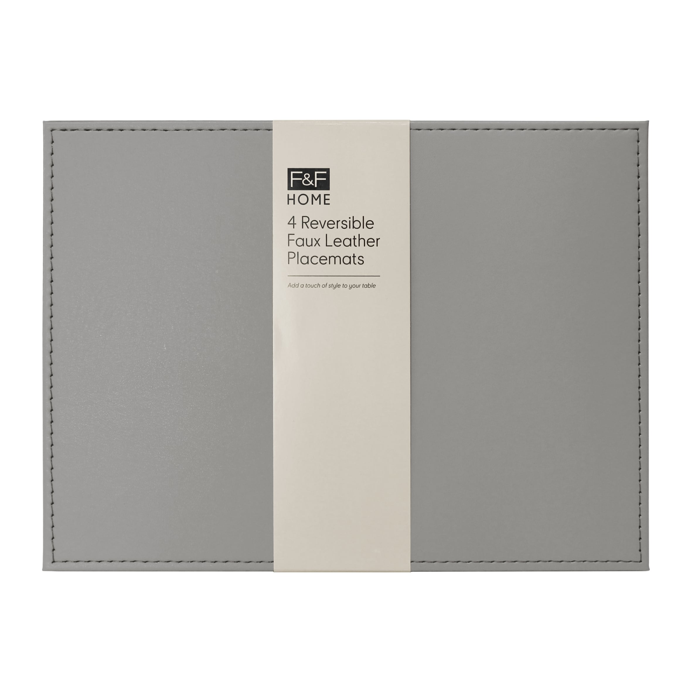 F&F Home Faux Leather Silver/Grey Placemat 4 Pack thumbnail 4