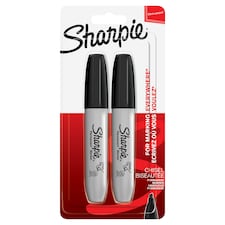 Sharpie Permanent Markers, Chisel Tip, Black, 2 Count