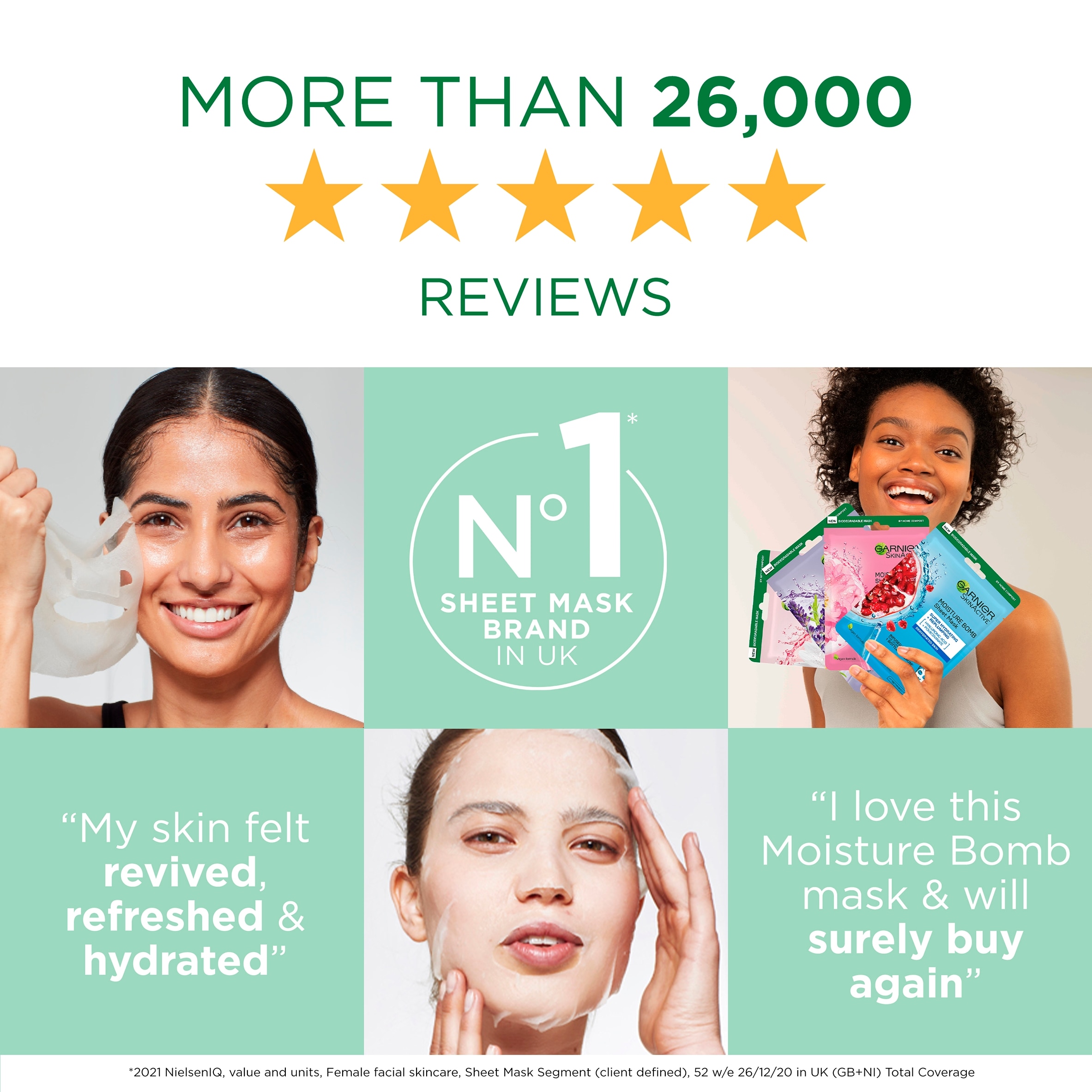 Garnier Moisture Bomb Hydrating Face Mask Green Tea thumbnail 3