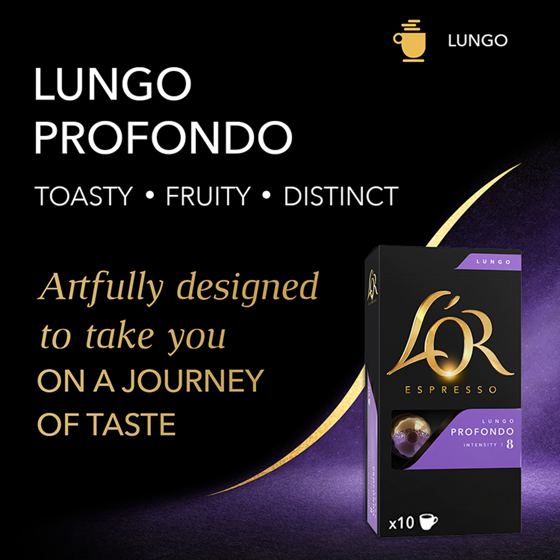 L’or. Espresso Lungo Profondo Coffee Capsules x10 Intensity 8 52g thumbnail 3