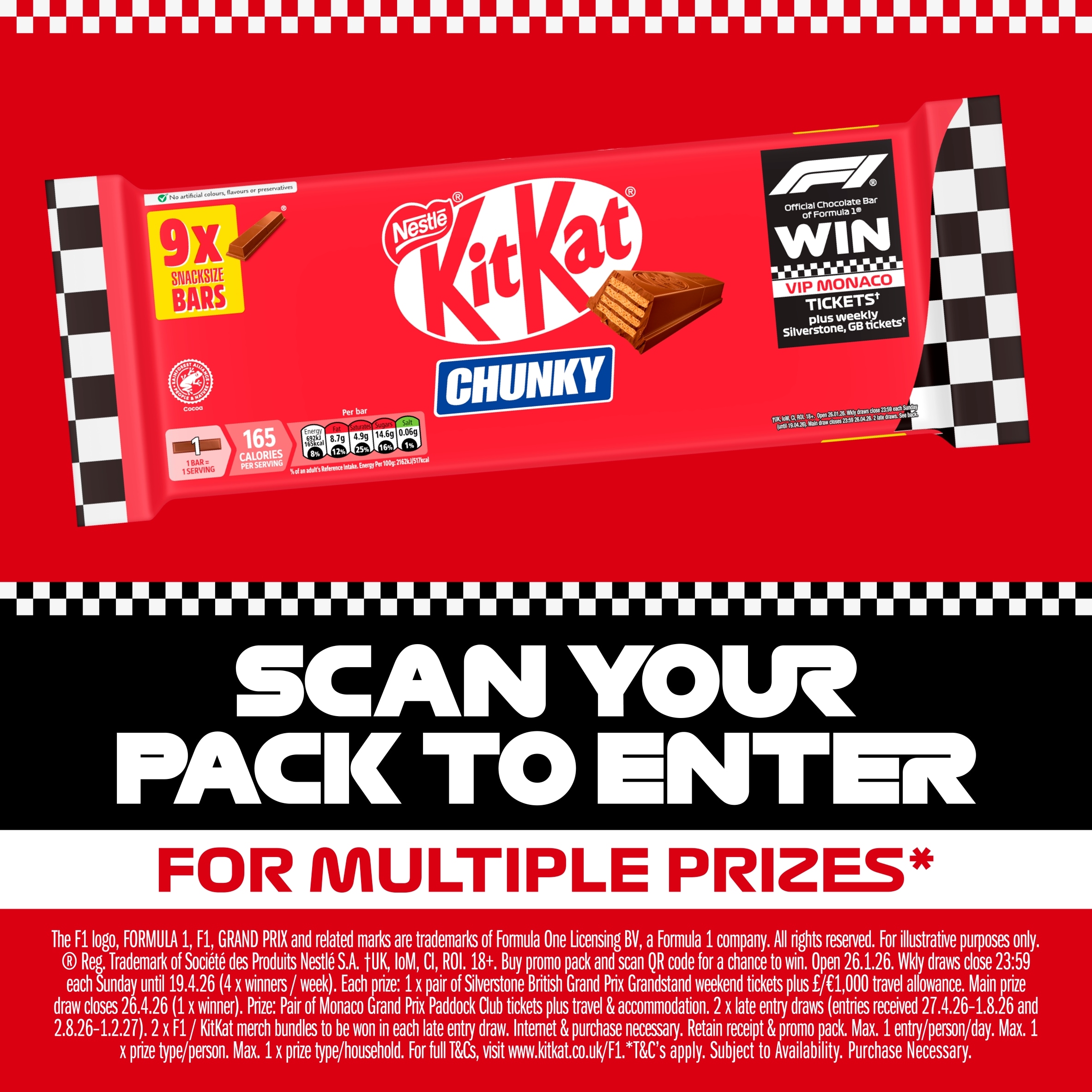 Kit Kat Chunky Milk Chocolate Bar Multipack 32g 9 Pack thumbnail 3