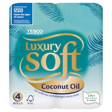 Tesco Luxury Soft Coconut Oil Toilet Tissue Rolls X4