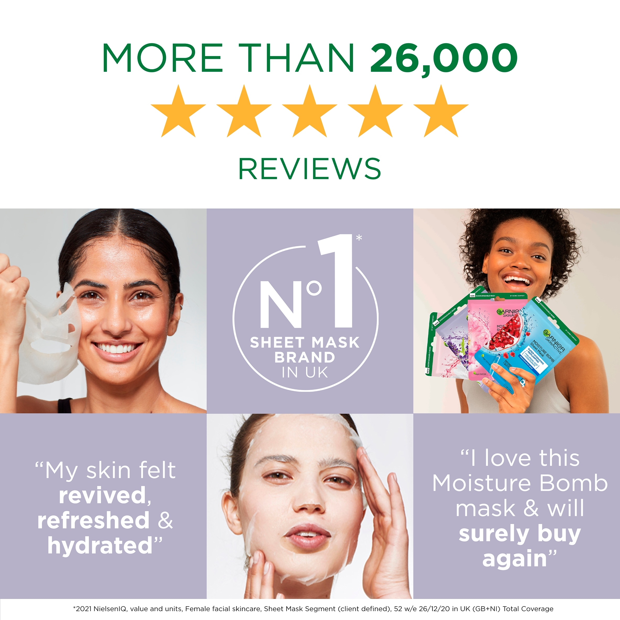 Garnier Moisture Bomb Hydrating Face Mask Lavender thumbnail 3