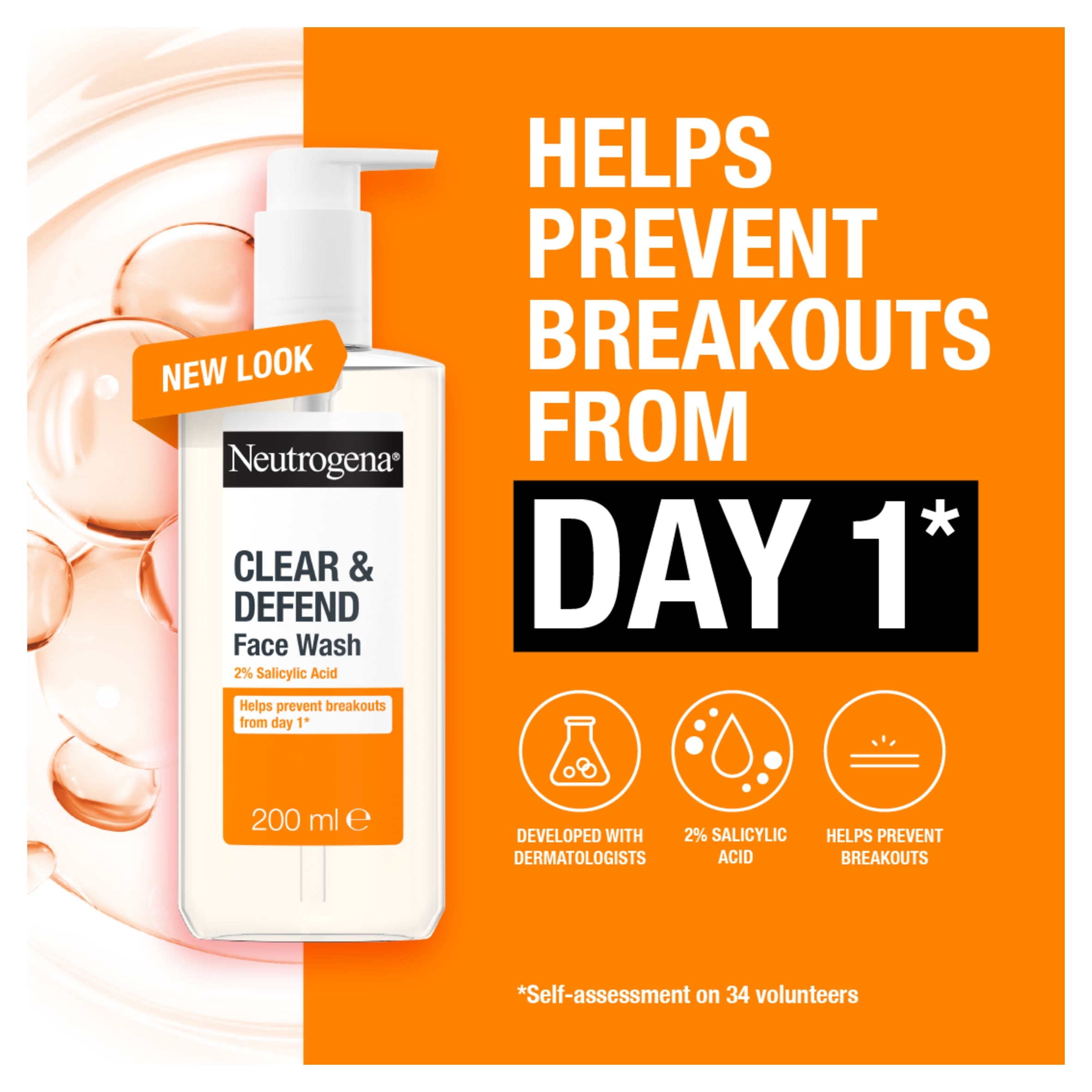 Neutrogena Clear and Defend 2% Salicylic Acid Face Wash 200ml thumbnail 2