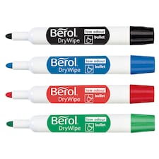 Berol Dry Wipe Whiteboard Markers, Bullet Tip, 4 Count thumbnail 3