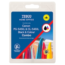 Tesco Canon PG-545XL & CL-546XL Remanufactured Black & Colour Combo Printer Ink Cartridges