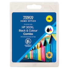 Tesco HP302XL Remanufactured Black & Colour Combo Printer Ink Cartridges