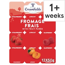 Creamfields Apricot Strawberry Raspberry Fromage Frais 12 X 50G