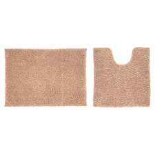 F&F Home Pedestal & Bath Mat Set Taupe