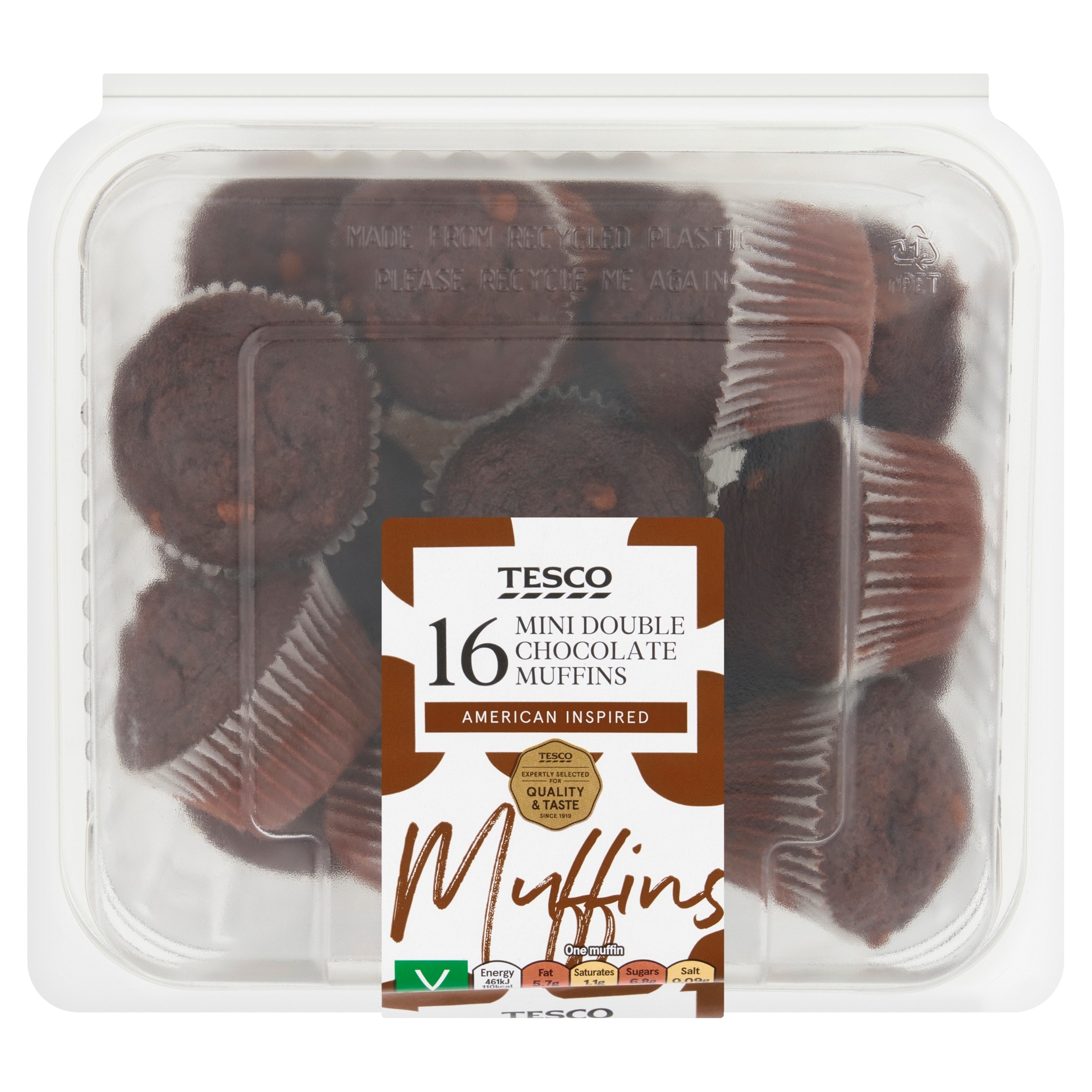 Tesco Double Chocolate Mini Muffins 16 Pack thumbnail 2