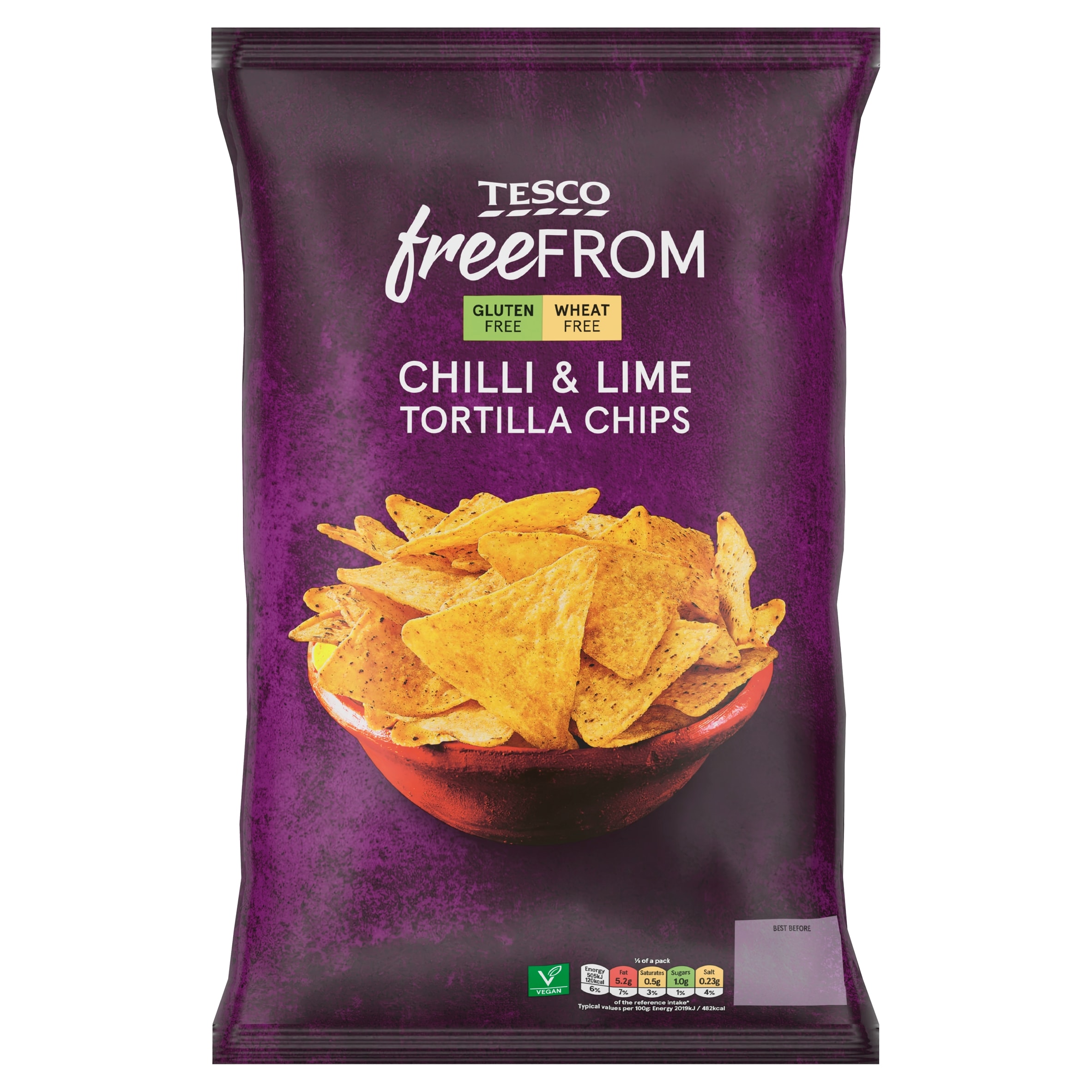 Tesco Free From Chilli & Lime Tortilla Chips 200g