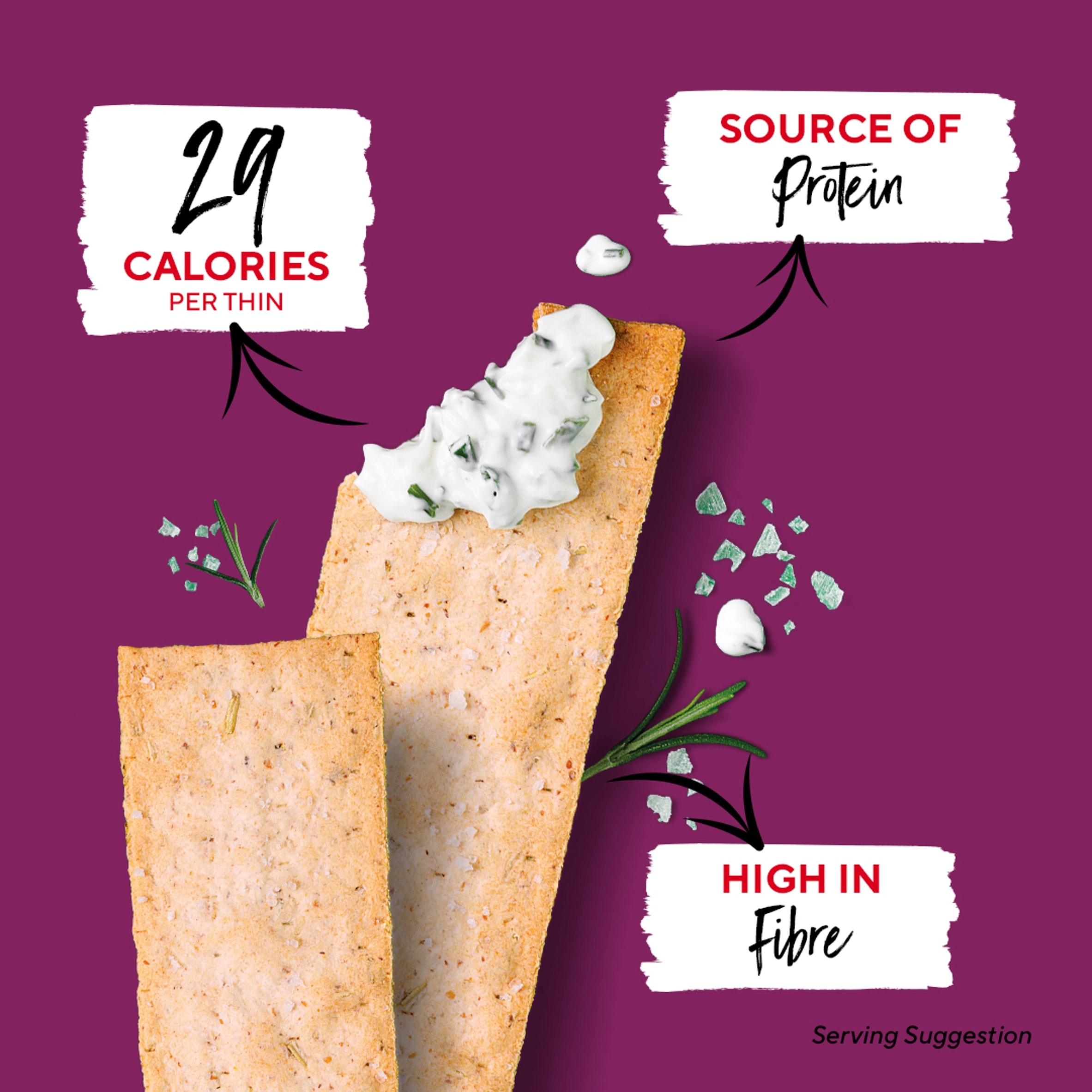 Ryvita Thins Flatbreads - Rosemary & Sea Salt 125g thumbnail 2