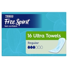 Tesco Free Spirit Ultra Towels - Regular 16 Pack