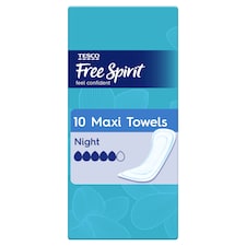Tesco Free Spirit Maxi Towels Night 10 Pack