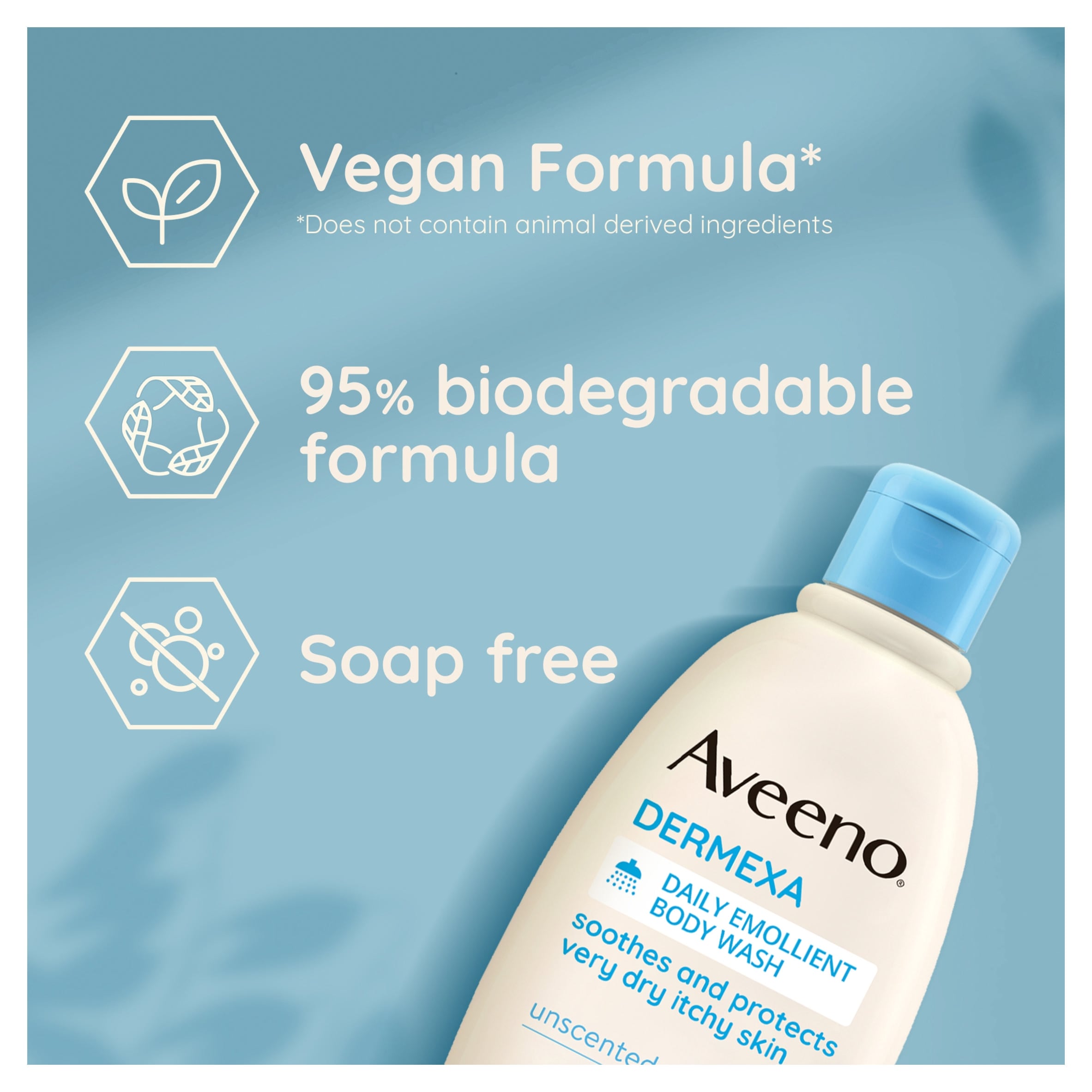 Aveeno Dermexa Daily Emollient Body Wash Soothes & Protects Dry Skin 300ml thumbnail 2