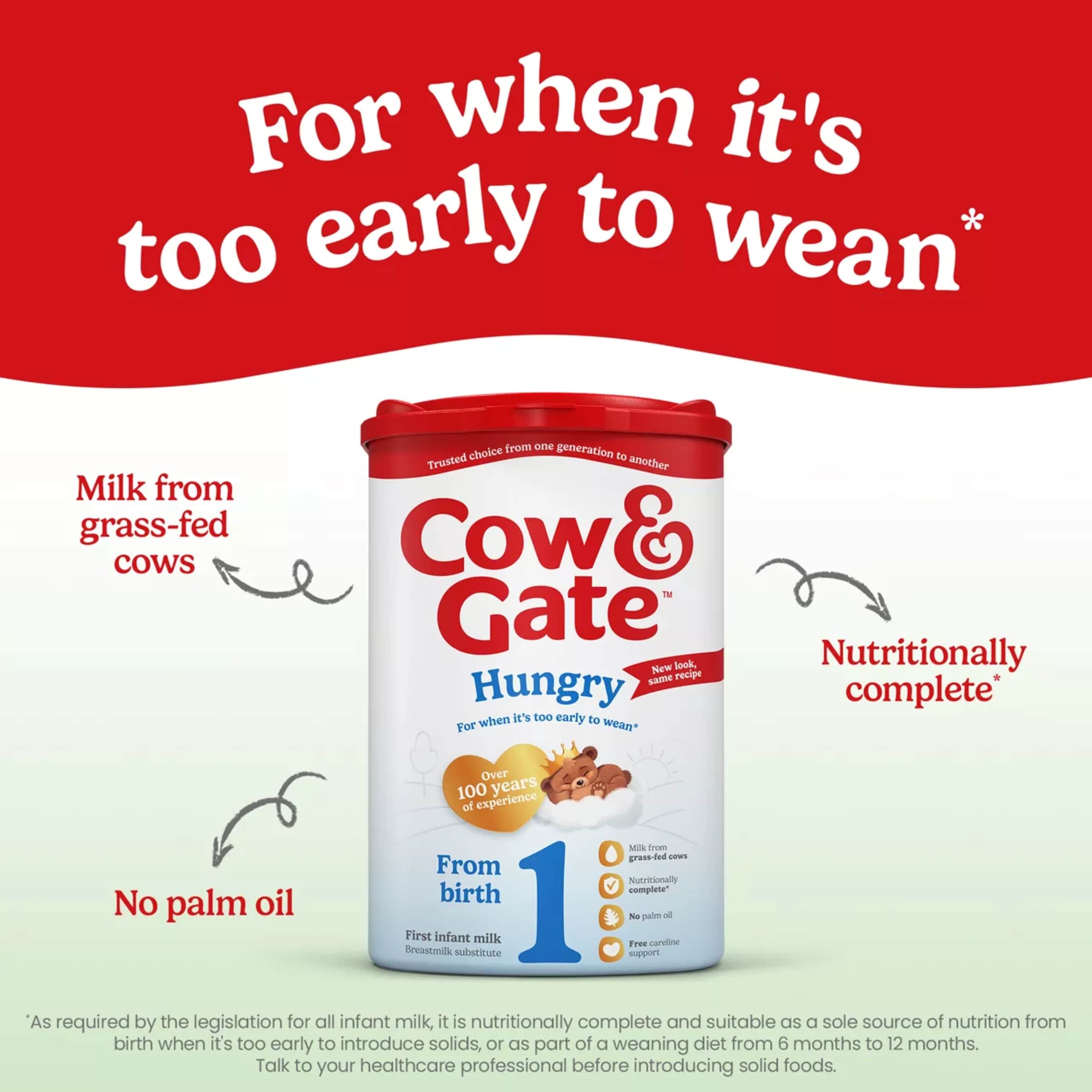 Cow & Gate Hungry First Baby Milk Formula Powder 0-12 Months 800g thumbnail 2