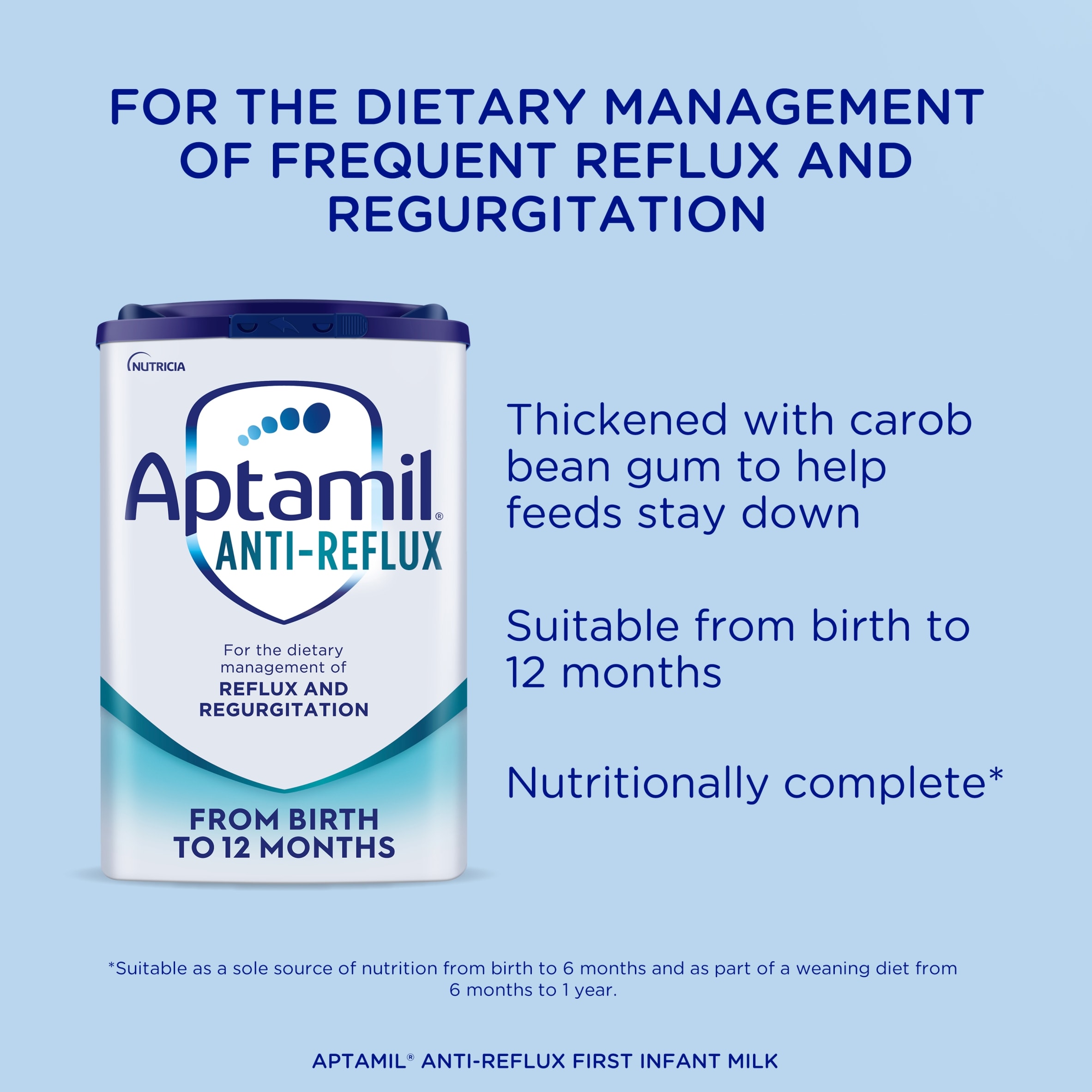 Aptamil Anti-Reflux Baby Milk Formula Powder from Birth 800g thumbnail 4