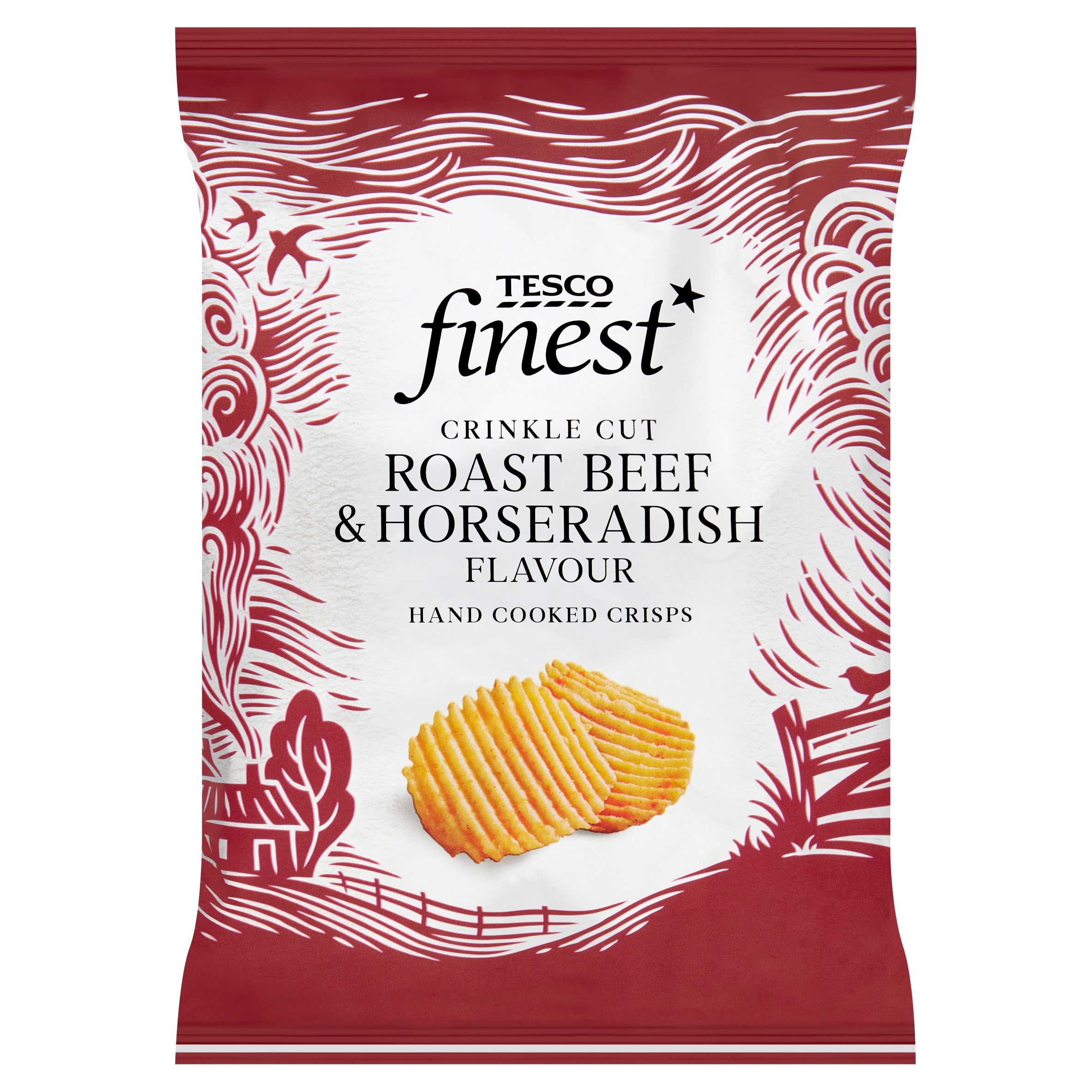 Tesco Finest Crinkle Cut Roast Beef & Horseradish Flavour Hand Cooked Crisps 150g