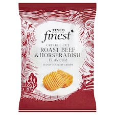 Tesco Finest Crinkle Cut Roast Beef & Horseradish Flavour Hand Cooked Crisps 150g