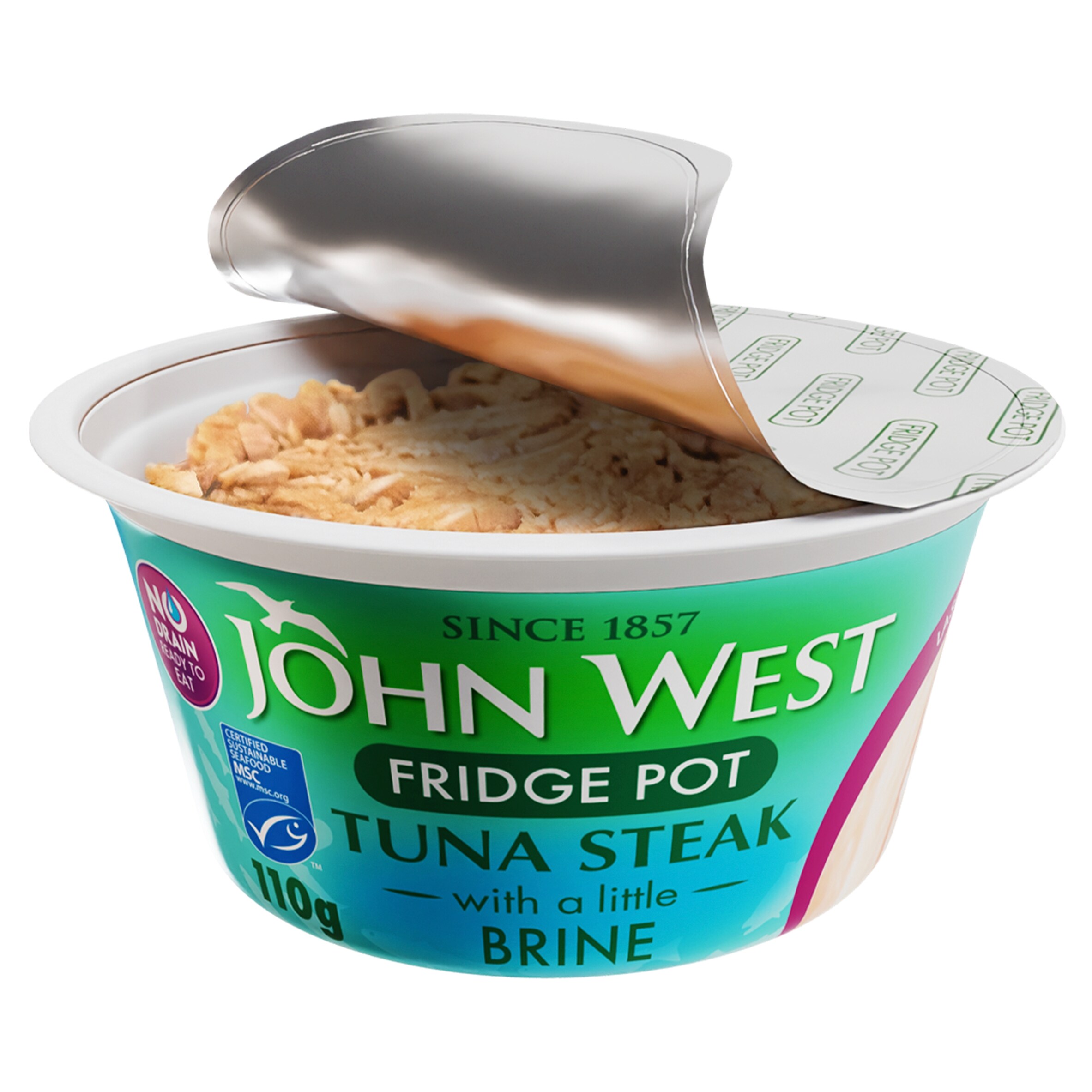 John West No Drain Fridge Pot Tuna Steak with a Little Brine 110g thumbnail 2