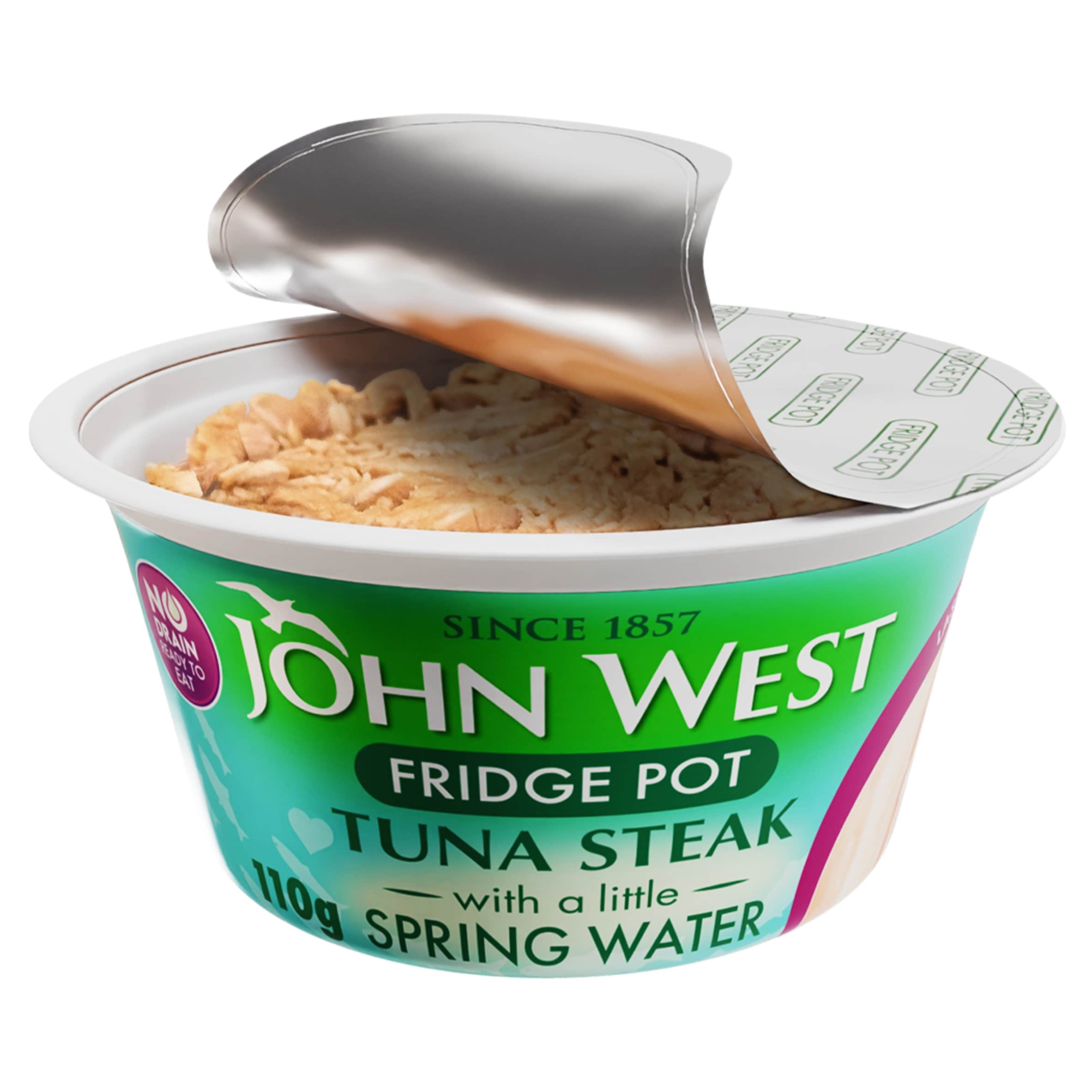 John West No Drain Fridge Pot Tuna Steak with a Little Spring Water 110g thumbnail 2