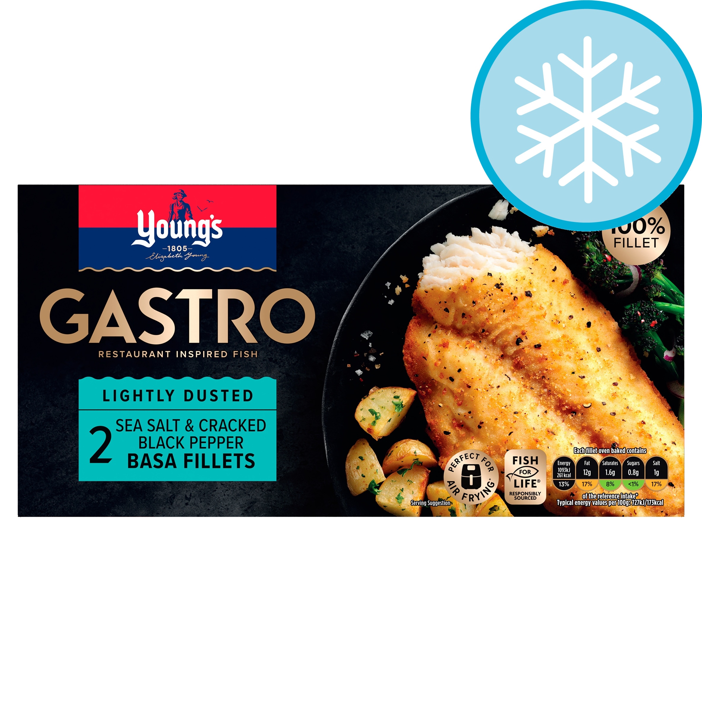 Young's Gastro 2 Sea Salt & Pepper Dusted Basa Fillets Frozen