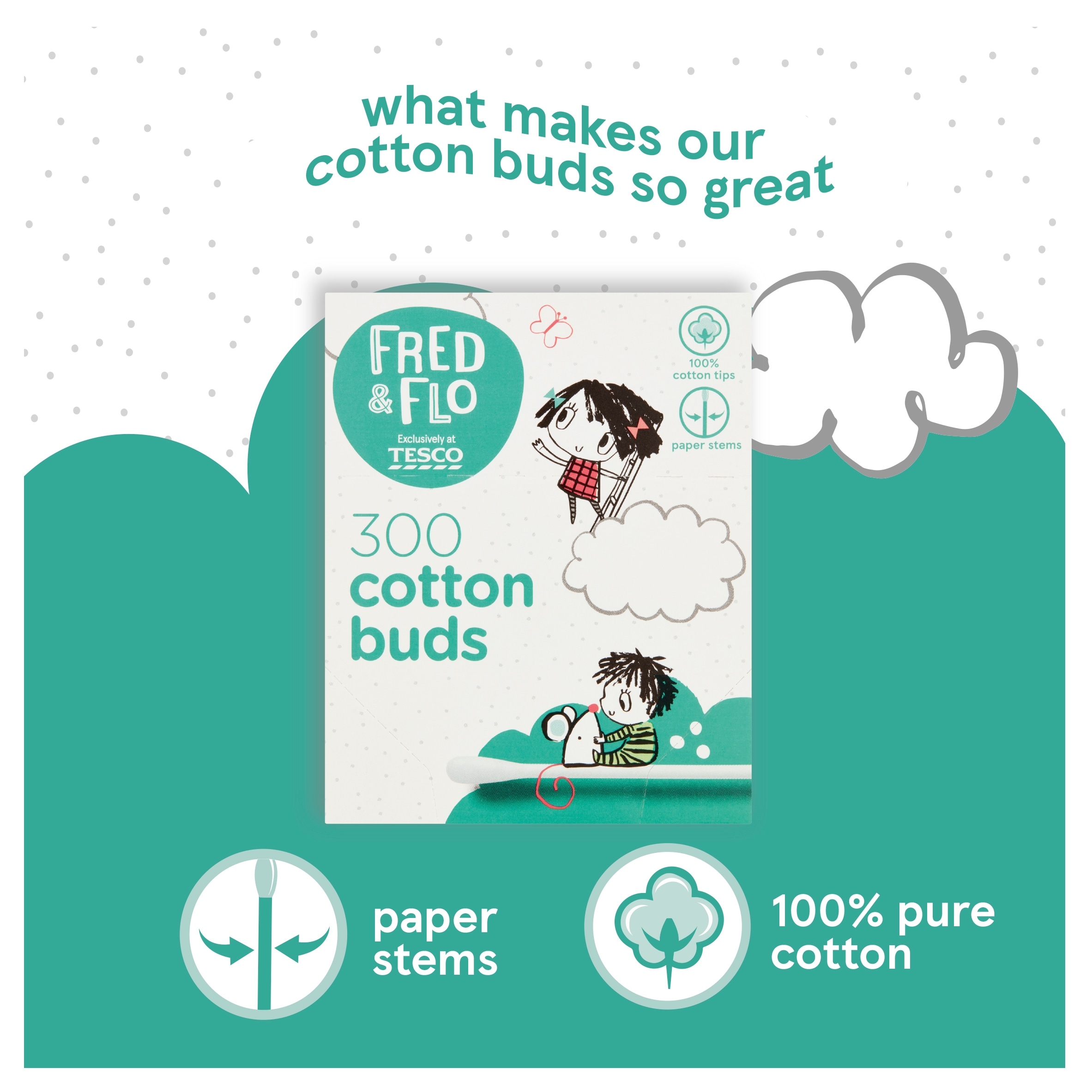 Fred & Flo Cotton Buds 300 Pack thumbnail 2