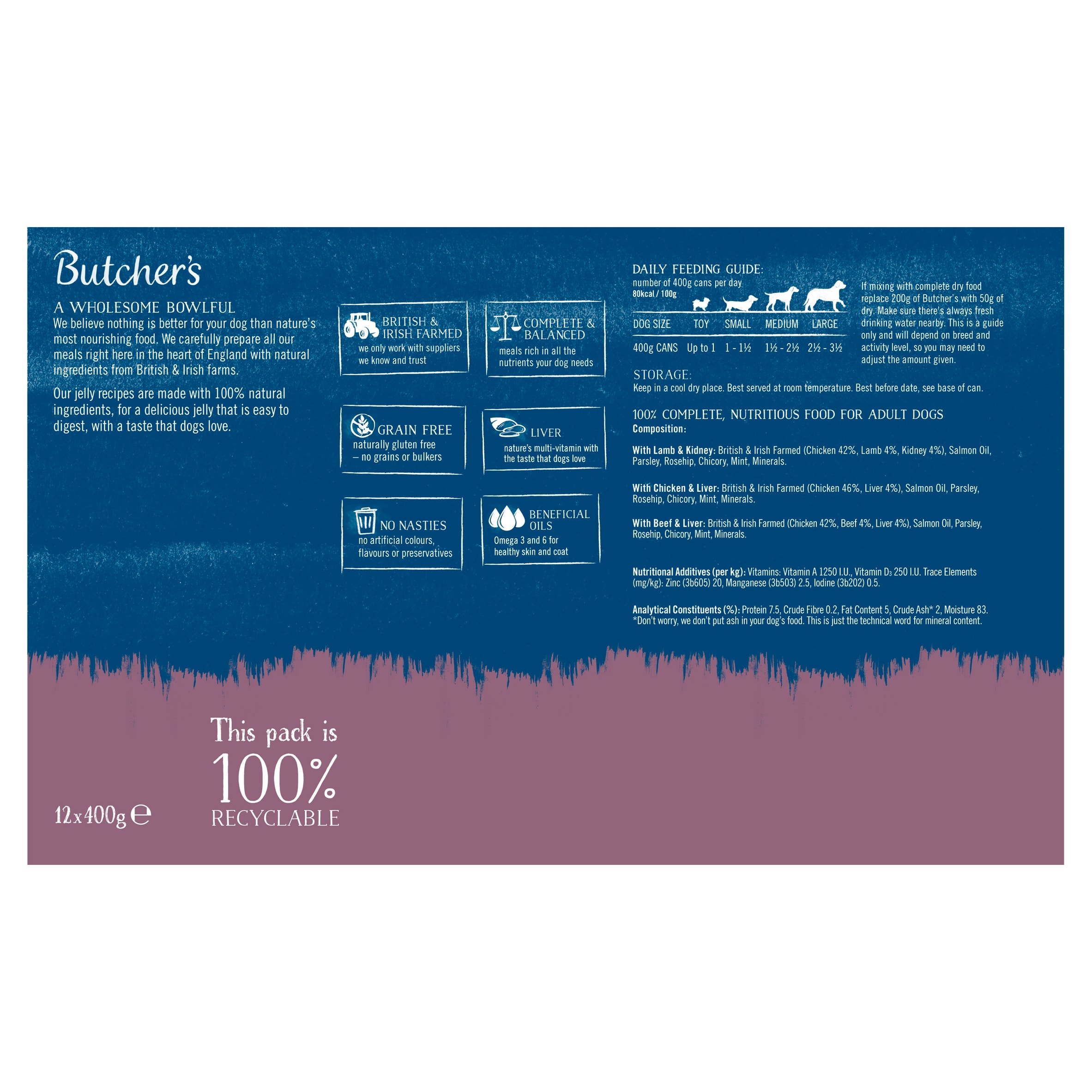 Butcher's Recipe In Jelly Dog Food Tin 12X400g thumbnail 2