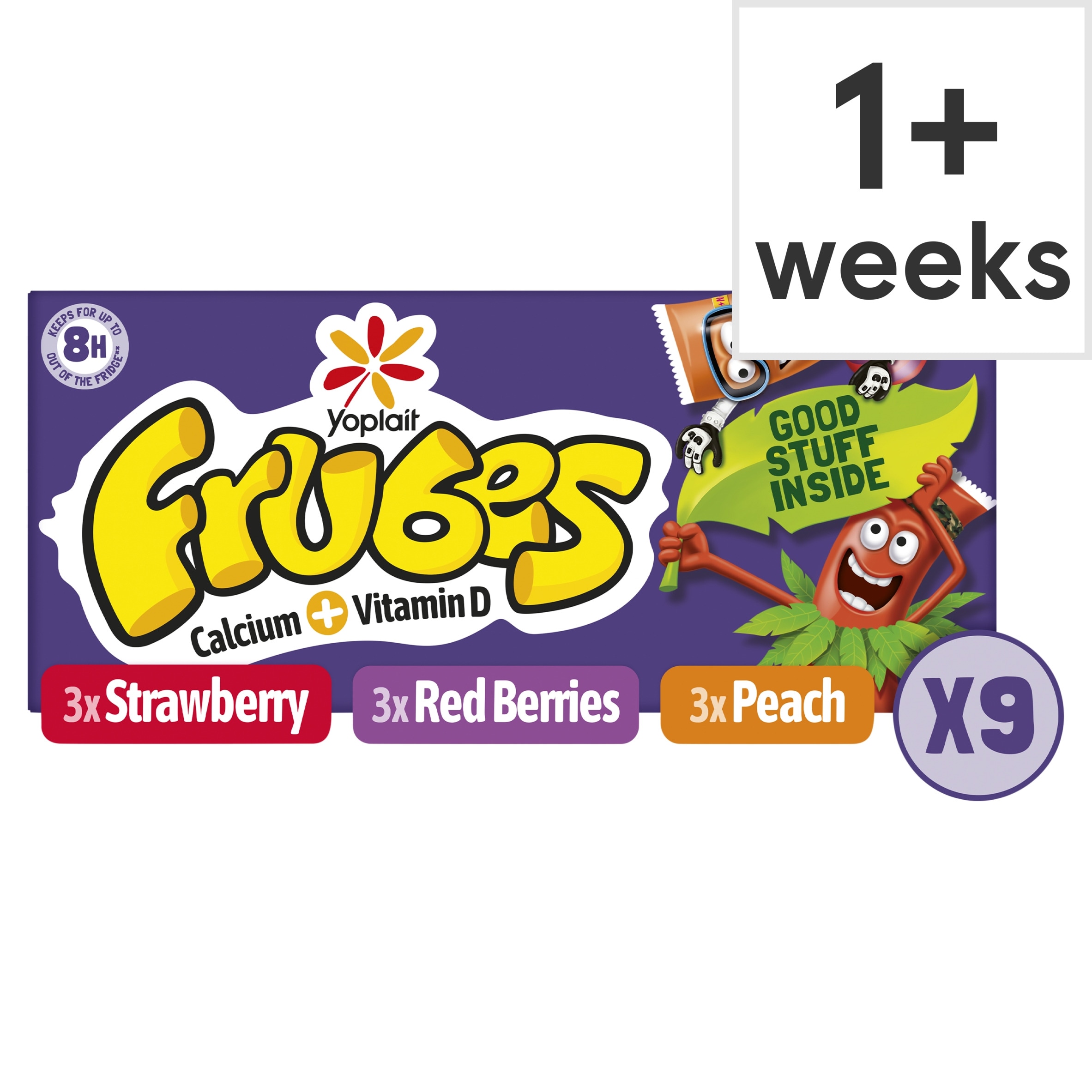 Yoplait Frubes Yoghurt Tubes - Strawberry, Red Berry & Peach 9x37g
