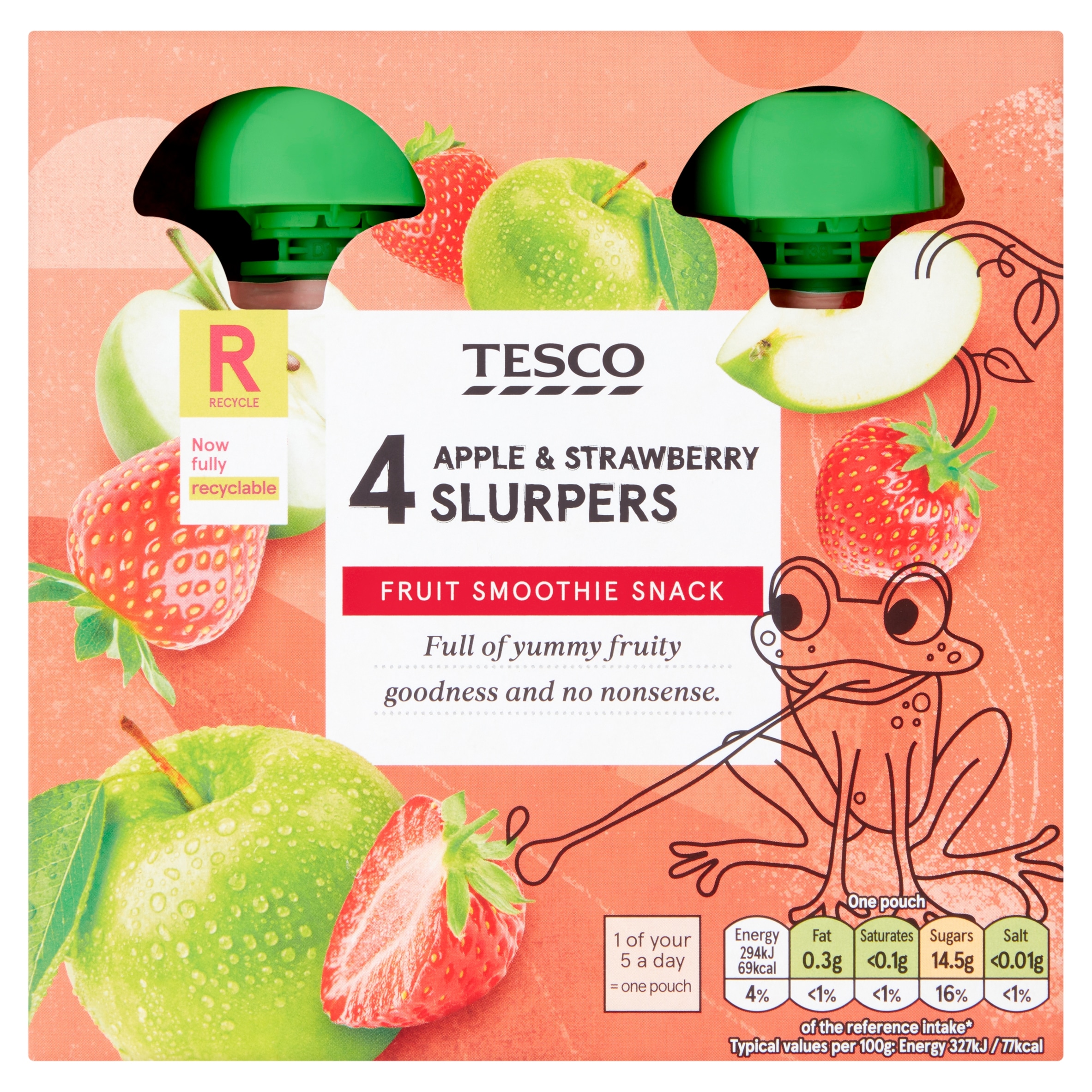 Tesco Apple & Strawberry Fruit Slurpers 4X90g
