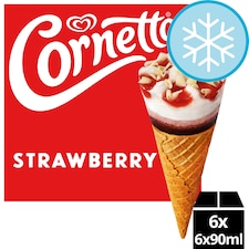 Cornetto Strawberry Ice Cream Cones 6x90ml