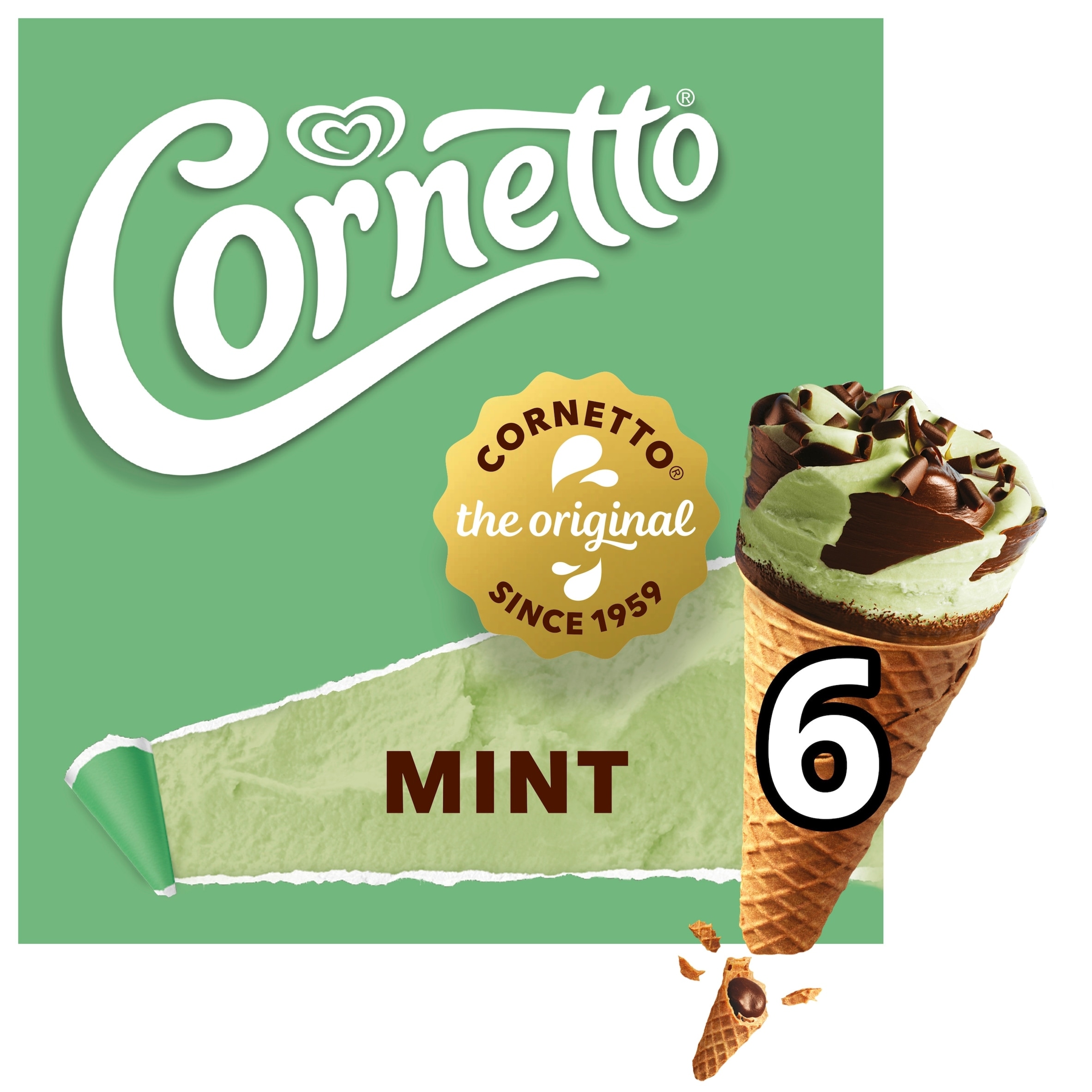 Cornetto Mint Ice Cream Cones 6x90ml thumbnail 4