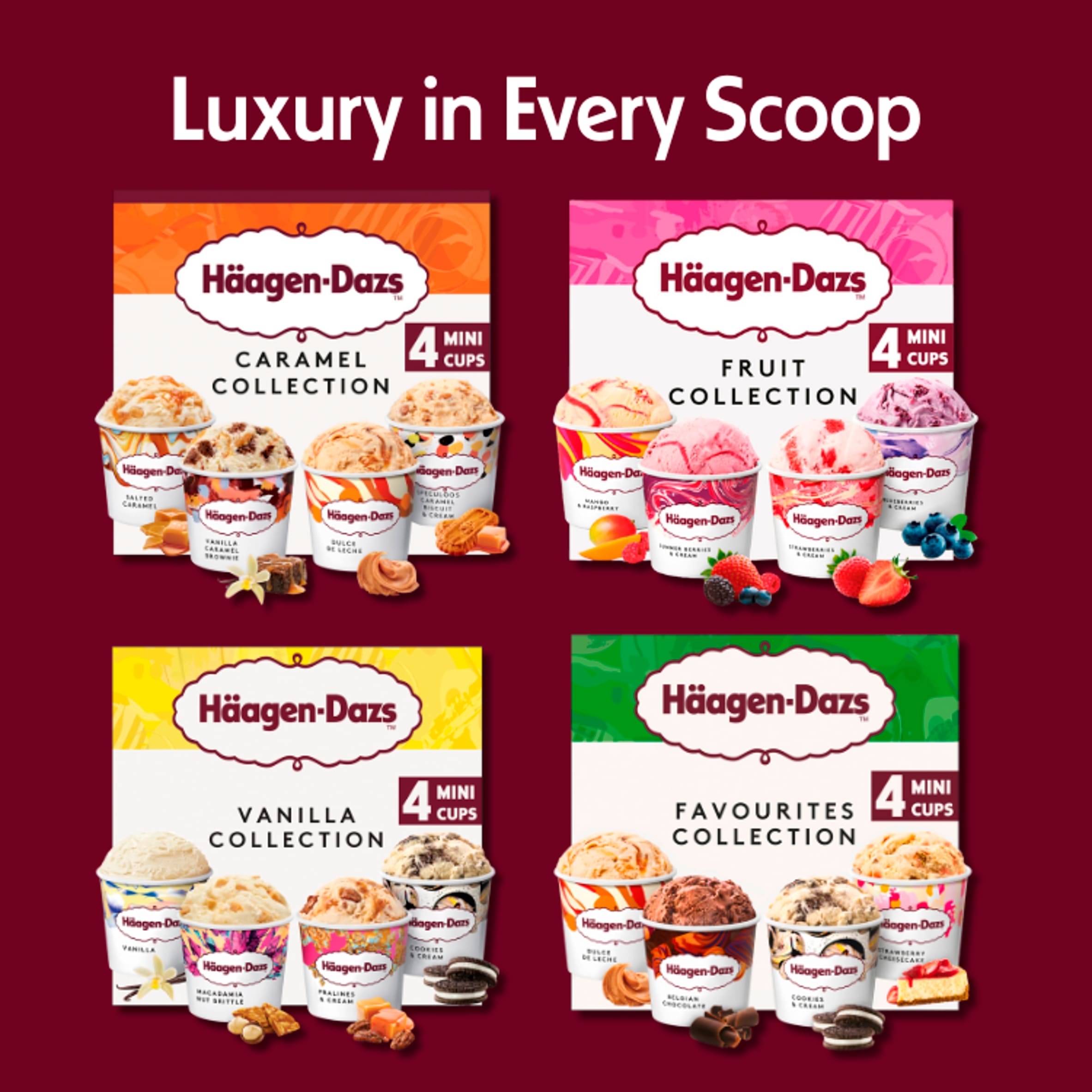 Haagen-Dazs Fruit Mini Cups Ice Cream 4X95ml thumbnail 3