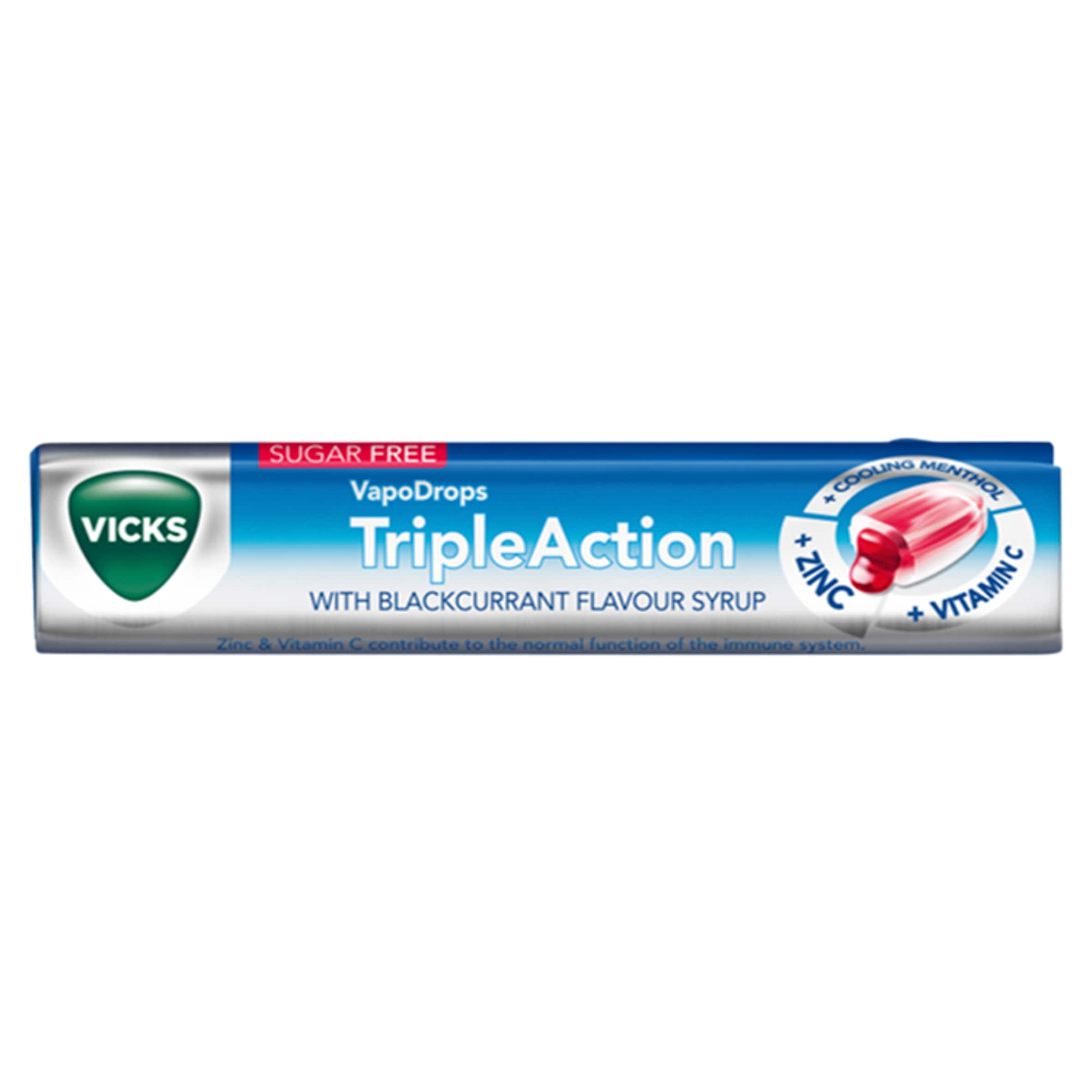 Vicks Triple Action Lozenges Blackcurrent Sugar Free
