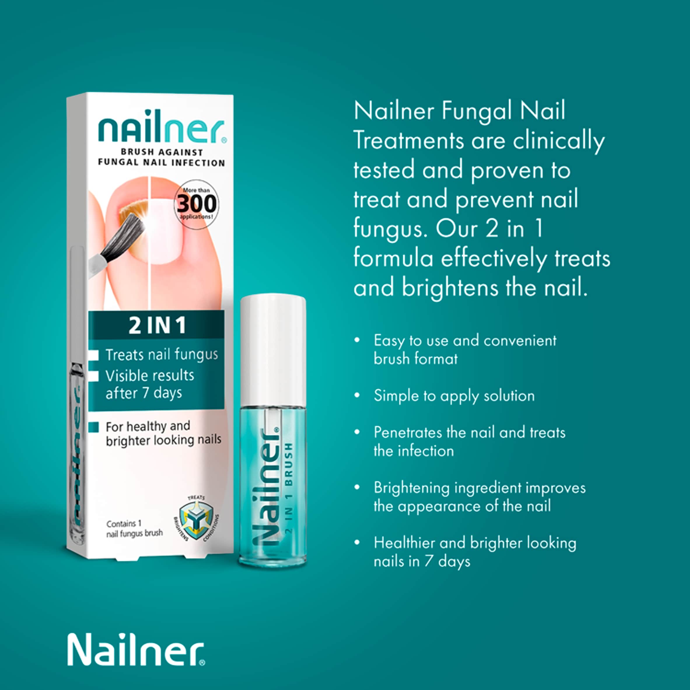 Nailner 2 in 1 Brush Antifungal Nail Treatment 5ml for Fungal Nails thumbnail 2