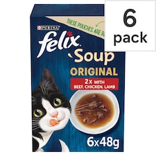FELIX Soup Farm Selection Chicken; Beef and Lamb Wet Cat Food 6x48g